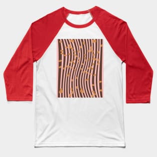 Wavy Stripes, Dots - Brown and Blush Baseball T-Shirt